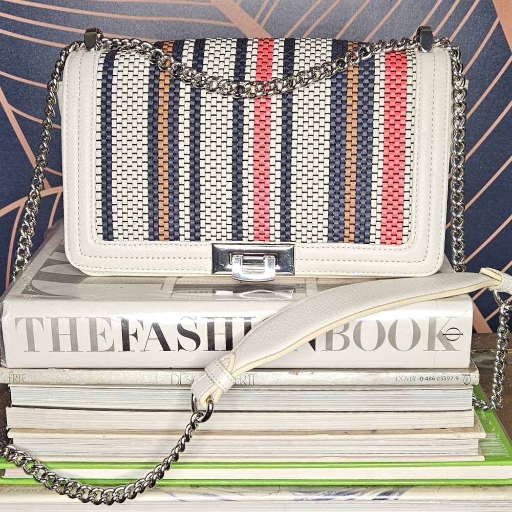 SAM EDELMAN WHITE PEBBLED LEATHER HELEN CROSSBODY